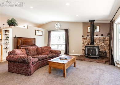 Wood burning stove in Great Room