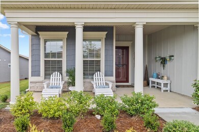 When building this home the seller opted for an extra large front porch