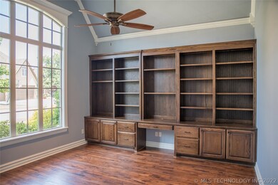 Private study includes double glass doors with bui