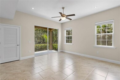 Tiled floor with natural light, ceiling fan and pr