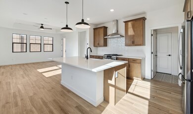 Kitchen with sprawling central island