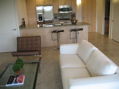 open concept with travertine floors