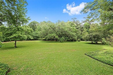 Yard with shady live oaks and pines