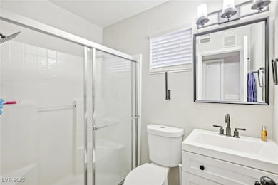 Primary 3/4 bath with UPGRADED vanity and fixtures