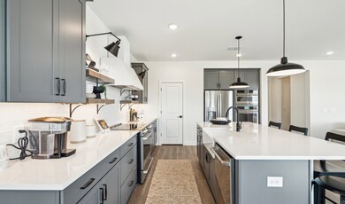 Kitchen with pendant lighting