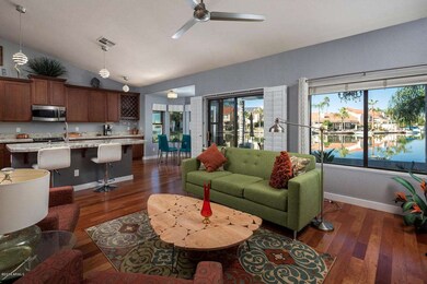 View from family room to kitchen