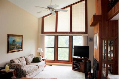Living room with vaulted ceiling, transom windows 