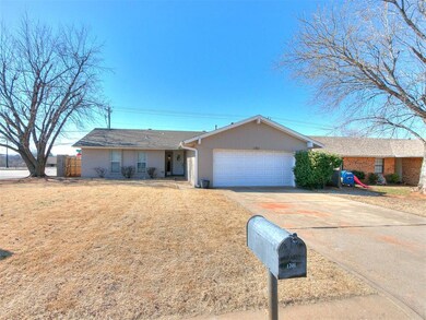 Single story home with a garage