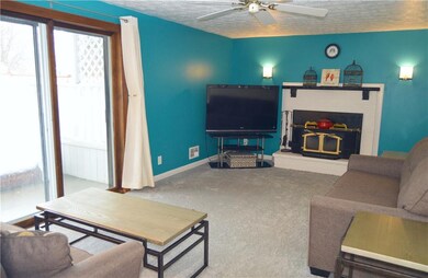 family room view of fireplace