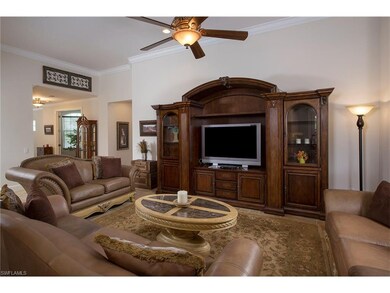 Great room with neutral tile flooring