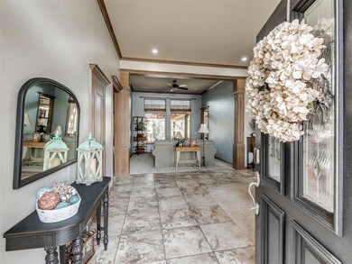 Tiled foyer entrance ornamental molding