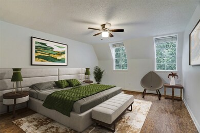 Primary bedroom, virtually staged.