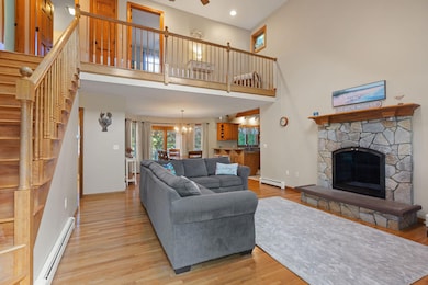 Living Room with Stone Fireplace