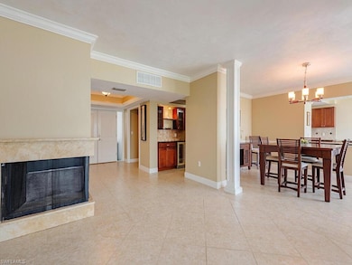 Open floor plan with fireplace