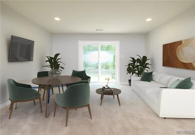 Virtually Staged- Living room with light carpet