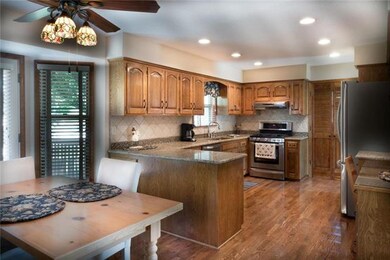 Easy access to the deck through the eat in kitchen