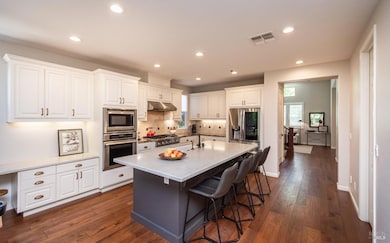 This kitchen offers ample counter space,  abundant