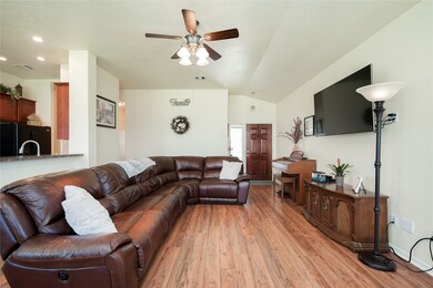 View into the living room into the entry way