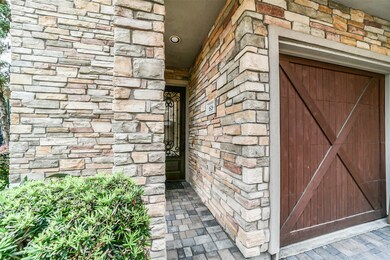 Two car garage with beautiful wood doors