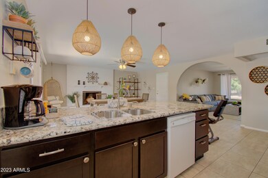 kitchen, dining, fireplace