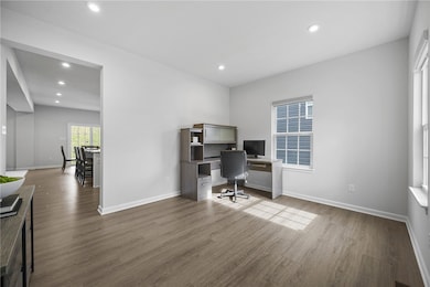 Flex room serves as a study.