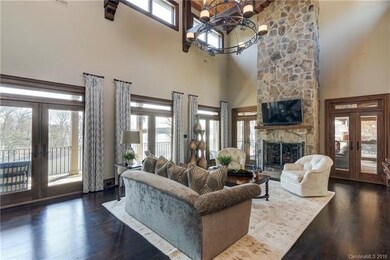 Great room with beautiful hardwood floors, stone f