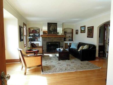 Living Room. Built in book cases flank the firepla