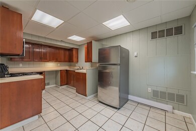 Kitchen in the lower level .