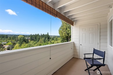 A large, covered deck with storage.