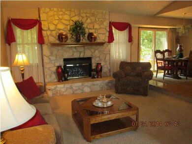 Beautiful living room with wood burning fire place