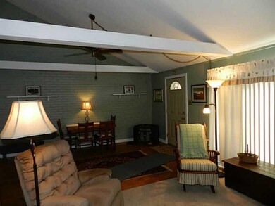 Living Room. Vaulted ceilings with exposed beams i