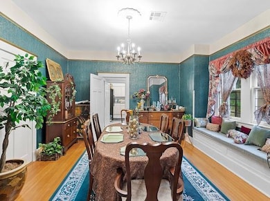 Formal dining room with classic window seat