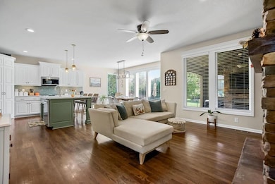 Cozy Hearth room and casual dining area adjacent to Chef's kitchen.
