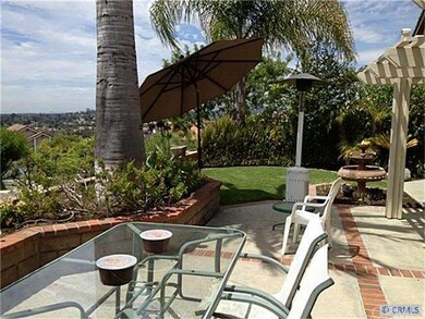Secluded rear yard with patio and spectacular view