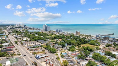 View of urban area with a large body of water