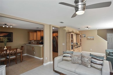 Living room to dining room and kitchen