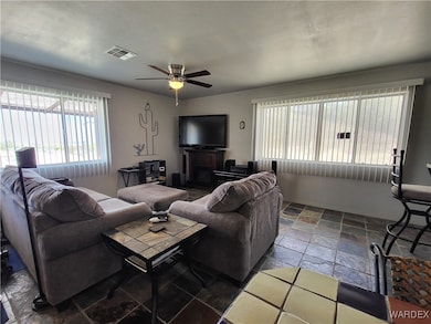 Living room with ceiling fan