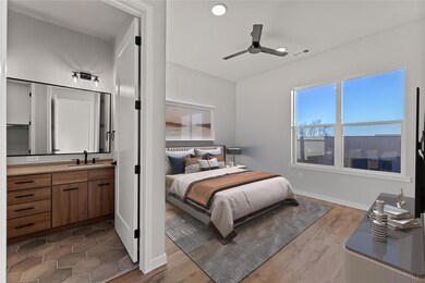 Bedroom featuring dark wood finished floors, a ce