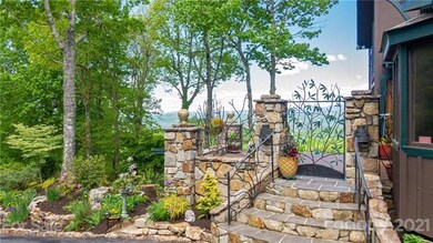 Curved, Stone & Slate steps flanked with Stone Sta