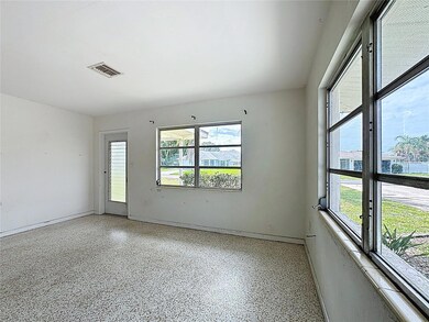 Living room with original terrazzo floors
