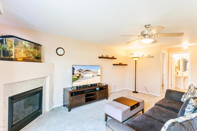 family room with fireplace