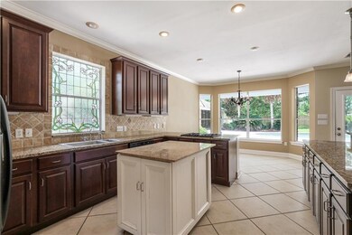 This kitchen features a beautiful, flowered-design