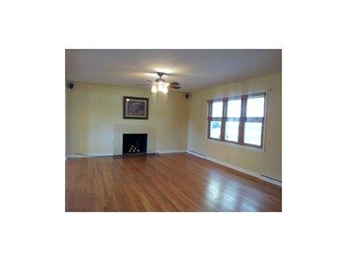 Living Room: hardwoods, fireplace, Hunter Douglas 