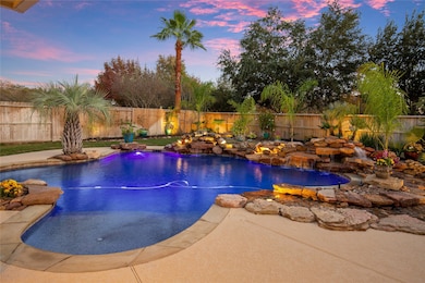 This pool has waterfall, jumping rock, stream, and sun shelf.