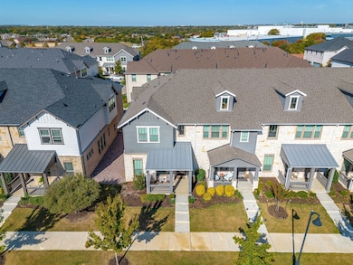 Aerial perspective of townhome end unit