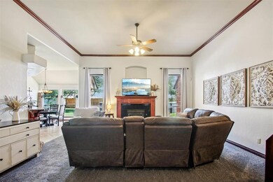 Living room featuring light tile patterned floorin