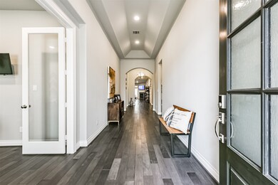 Fantastic hardwood floors and 12 foot coffered cei