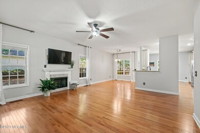 Living Room with Fireplace and TV