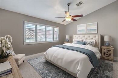 Virtually staged primary bedroom.