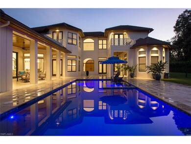 Dusk view of outdoor space.  Gas heated pool and s